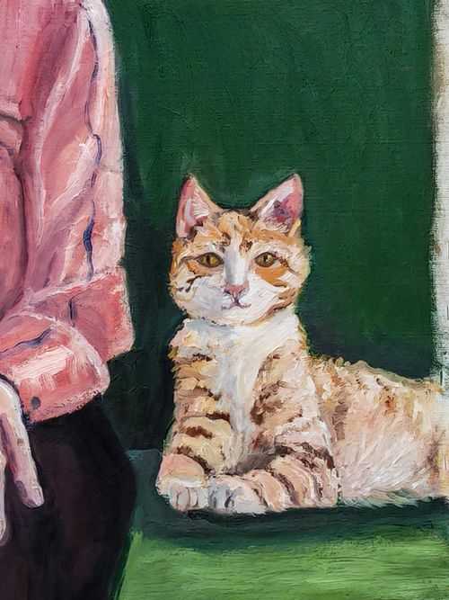 Oil and tempera paintings in progress