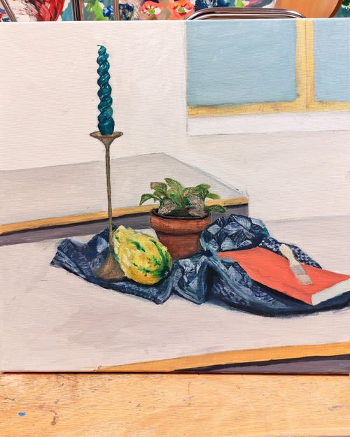 Weekend workshop participants painting at easels