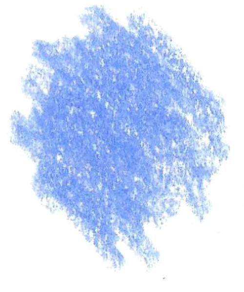 Abstract blue pastel rubbing — a dense cloud-like mass of blue strokes on white paper, a texture and mark-making exercise